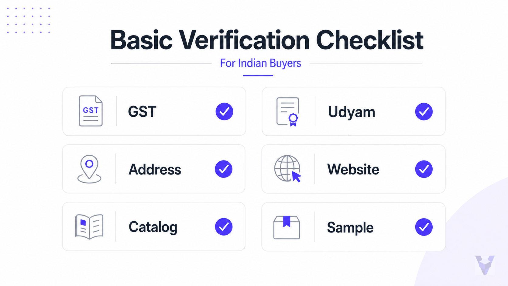 Basic manufacturer verification checklist